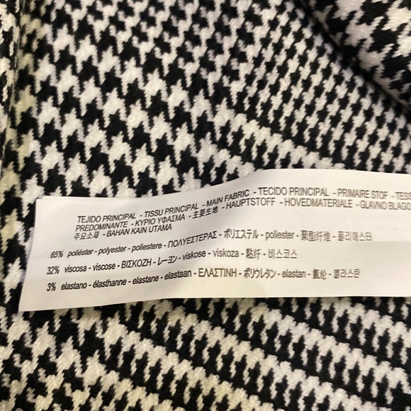 ZARA Women’s Black & White Hounds Tooth Blouse with Lace Trim Size Medium - Picture 7 of 8